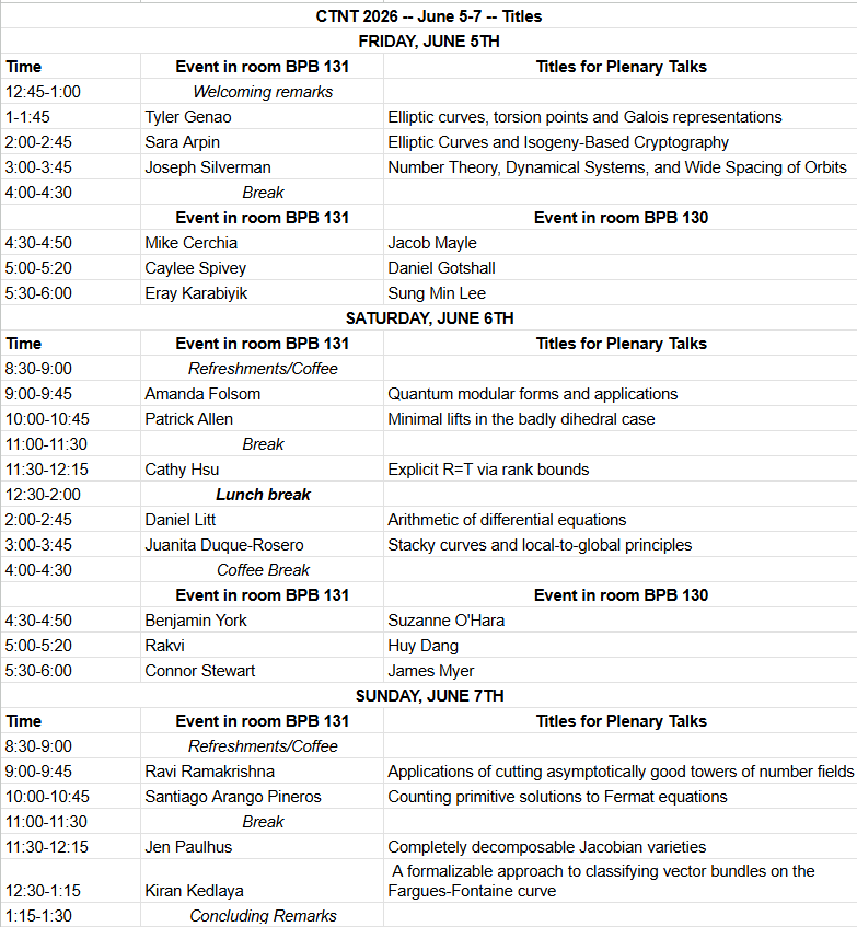 CTNT2026 Schedule